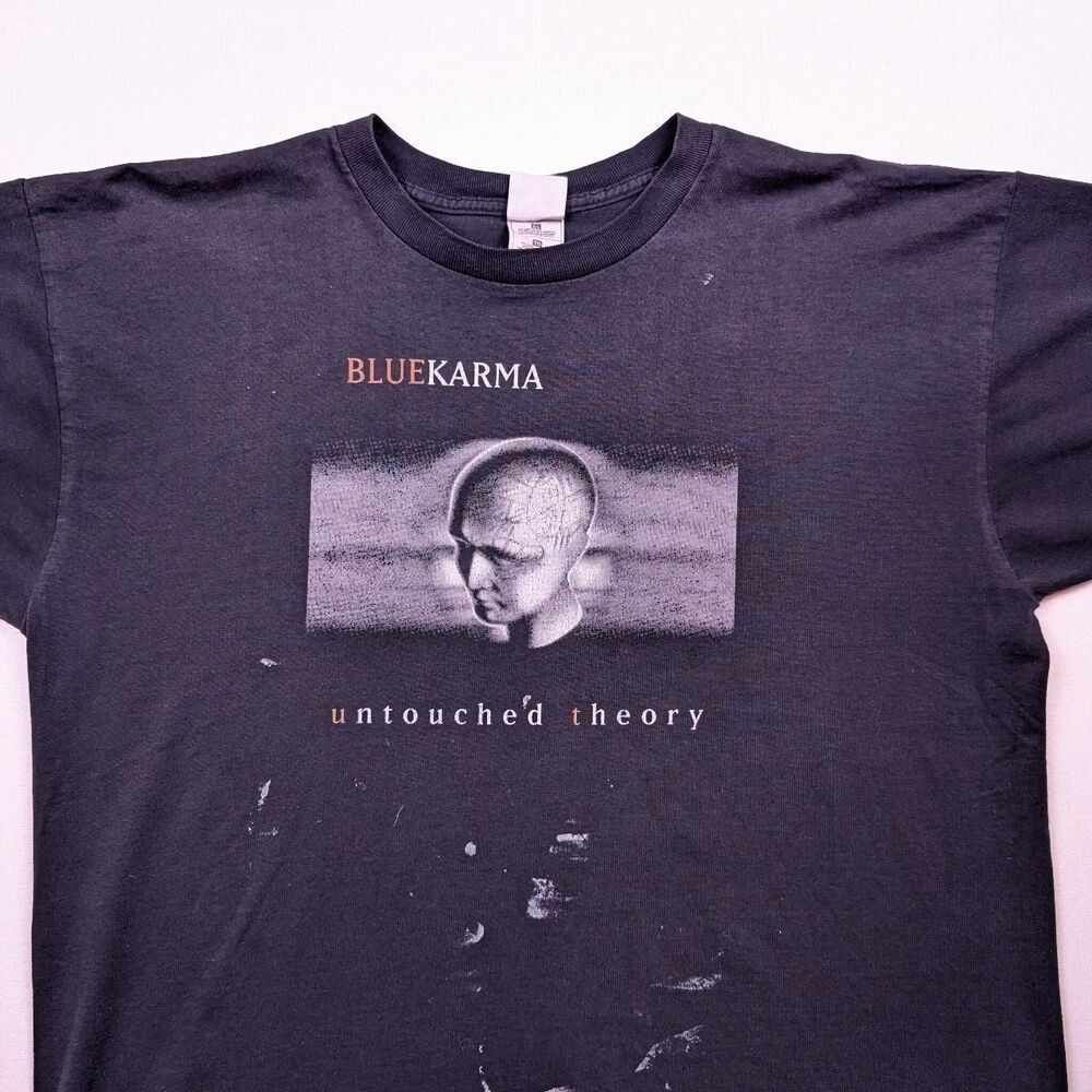 Y2K Blue Karma Untouched Theory Rave EDM Band Tshirt Size XL Paint Splatter